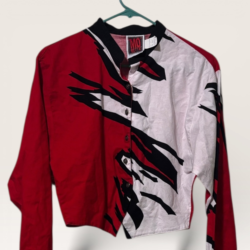 Red & White Button-Down Shirt
